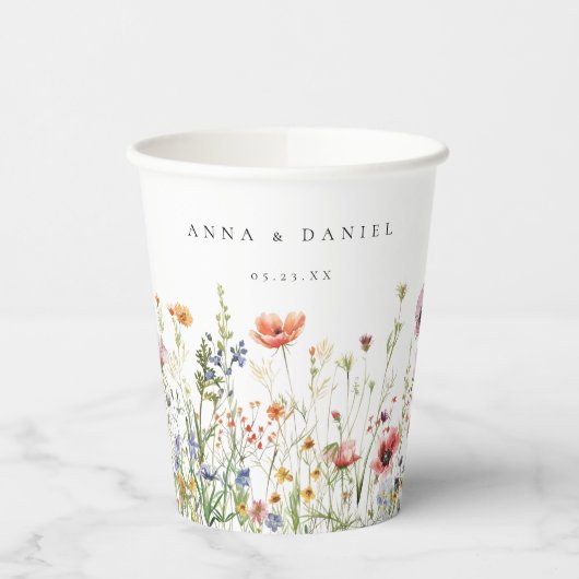 Wilde Bloemen Bruiloft Papieren Bekers (Links)