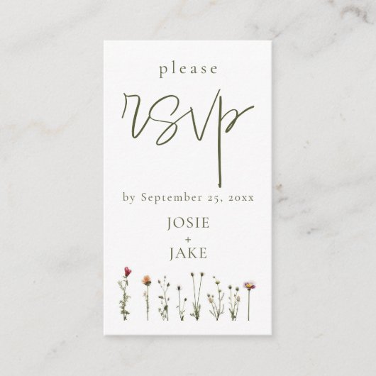  wilde bloemen bruiloft RSVP Informatiekaartje (Voorkant)