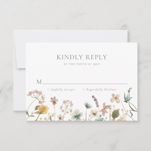 Wilde Bloemen Bruiloft RSVP Kaartje (Voorkant)