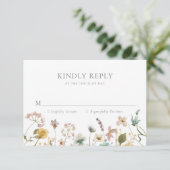 Wilde Bloemen Bruiloft RSVP Kaartje (Staand voorkant)