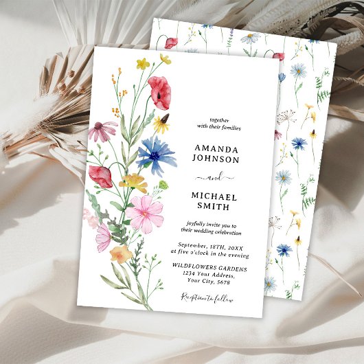 Wilde Bloemen Bruiloft Rustieke Bloemen Kaart