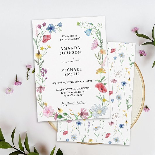 Wilde Bloemen Bruiloft Rustieke Bloemen Kaart