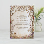 Wilde Bloemen Bruiloft Rustieke Bloemen Kaart (Staand voorkant)