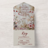 Wilde Bloemen Bruiloft Rustieke Landelijke All In One Uitnodiging (Binnen)