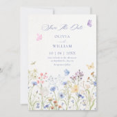 Wilde bloemen bruiloft save the date (Voorkant)