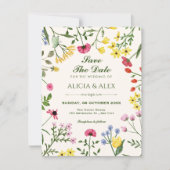 Wilde bloemen bruiloft save the date (Voorkant)
