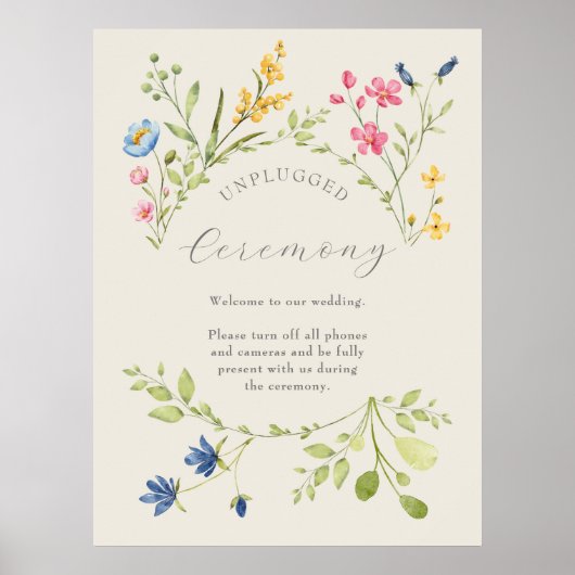 Wilde Bloemen Bruiloft Uitgeschakelde Ceremonie Poster (Voorkant)