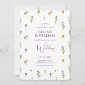 Wilde bloemen bruiloft Uitnodiging (Voorkant)