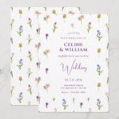 Wilde bloemen bruiloft Uitnodiging (Voorkant / Achterkant)