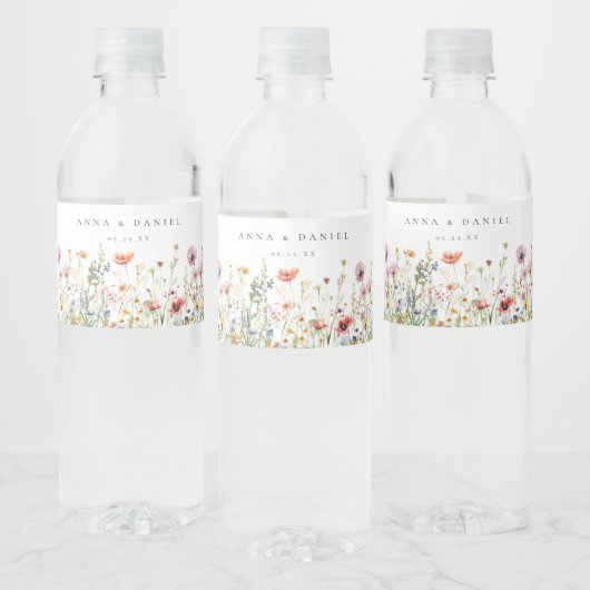 Wilde Bloemen Bruiloft Waterfles Etiket (Flessen)