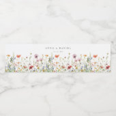 Wilde Bloemen Bruiloft Waterfles Etiket (Enkel label)