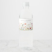 Wilde Bloemen Bruiloft Waterfles Etiket (Voorkant)