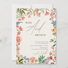 Wilde Bloemen Bruiloft Whimsical Minimalistisch Kaart