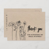 Wilde Bloemen Bruine Kraft Bedankt Zakelijk Briefkaart (Voorkant / Achterkant)