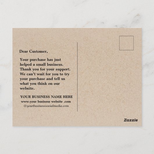 Wilde Bloemen Bruine Kraft Bedankt Zakelijk Briefkaart (Achterkant)