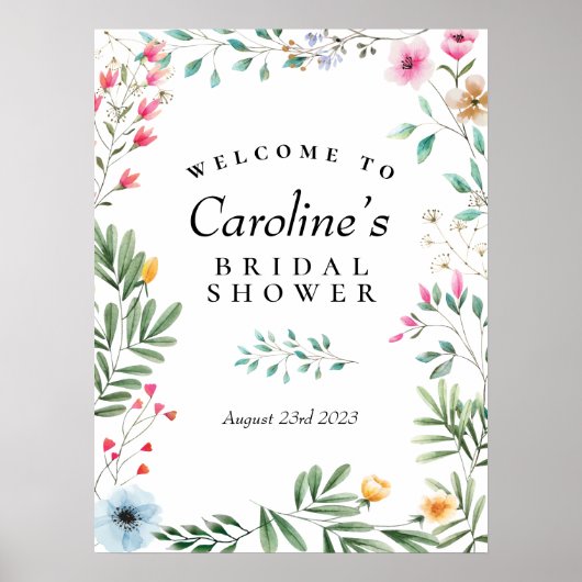 Wilde Bloemen Bruisend Welkom Bord Poster (Voorkant)