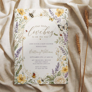 Wilde Bloemen Bugs Waterverf Baby Shower Kaart