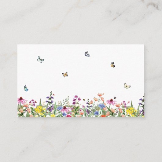 Wilde bloemen Butterflies Diaper Raffle Baby showe Informatiekaartje (Achterkant)