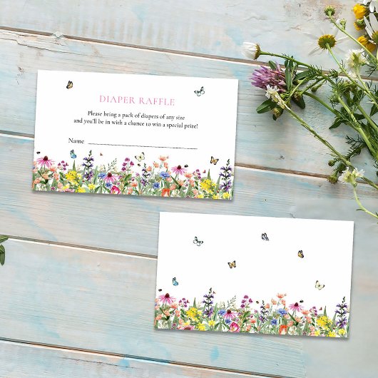 Wilde bloemen Butterflies Diaper Raffle Baby showe Informatiekaartje