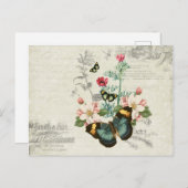Wilde bloemen Butterflies  Ephemera Briefkaart (Voorkant / Achterkant)