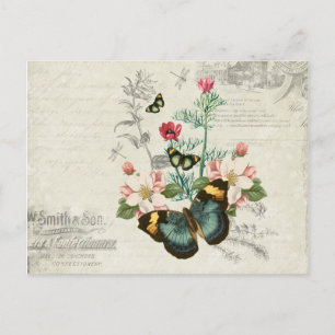 Wilde bloemen Butterflies Ephemera Briefkaart