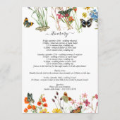 Wilde bloemen Butterflies Floral Weduwroute Programmakaart (Achterkant)