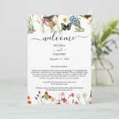 Wilde bloemen Butterflies Floral Weduwroute Programmakaart (Staand voorkant)