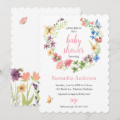 Wilde bloemen Butterflies Waterverf Baby shower Kaart (Voorkant / Achterkant)