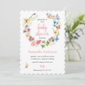 Wilde bloemen Butterflies Waterverf Baby shower Kaart (Staand voorkant)