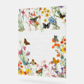 Wilde bloemen Butterflies Weddenschap Welkomstteke Acryl Bord (Hoek)