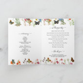 Wilde bloemen Butterflies Wedding Order of Service Programma (Binnen)