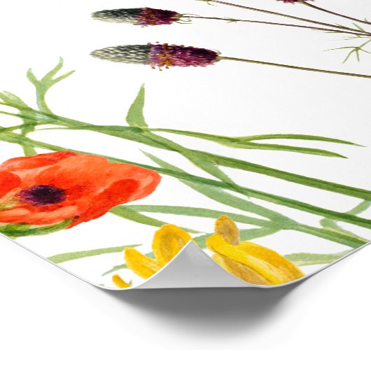 Wilde bloemen Butterflies Wedding Seding Chart Poster (Hoek)