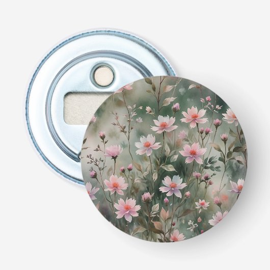  wilde bloemen button flesopener (Voorkant)