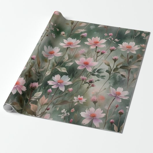 wilde bloemen cadeaupapier (Uitgerold)