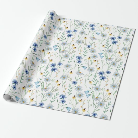 Wilde bloemen cadeaupapier (Uitgerold)