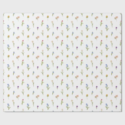 Wilde bloemen cadeaupapier (Vlak)