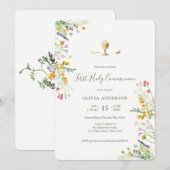 wilde bloemen calice eerste communie uitnodiging (Voorkant / Achterkant)