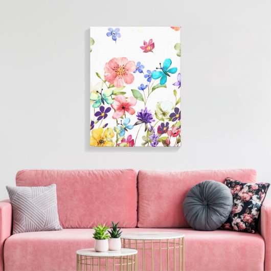 Wilde bloemen canvas afdruk (Insitu (Woonkamer))