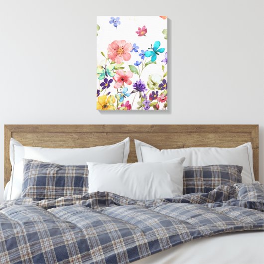 Wilde bloemen canvas afdruk (Insitu (Slaapkamer))