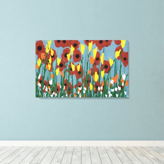 Wilde bloemen canvas afdruk (Insitu (Houten vloer))
