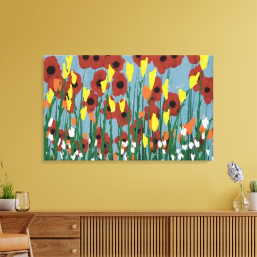 Wilde bloemen canvas afdruk (Insitu (Woonkamer))