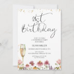 Wilde bloemen Champagne Glass 21st Birthday Kaart<br><div class="desc">Wilde bloemen en Champagne Glass 21e verjaardag Uitnodiging Wilde bloemen op 21e verjaardag met een prachtige meerkleurige wildbloemstructuur en groot goudkleurig champagneglas. Deze moderne wildbloem 21ste verjaardagsuitnodiging bevat ook een mooie moderne titel voor het lettertype calligrafie van het afbeelding en een paar faux goudglitter stippen.</div>