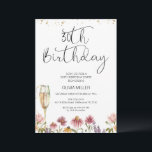 Wilde bloemen Champagne Glass 30th Birthday Kaart<br><div class="desc">Wilde bloemen Champagne Glass 30th Birthday Uitnodiging Wilde bloemen op de 30ste verjaardag met een prachtige meerkleurige natuurbloem en groot gouden champagneglas. Deze moderne wildbloem 30e verjaardagsuitnodiging bevat ook een mooie moderne titel voor het lettertype calligrafie van het afbeelding en een paar faux goudglitter stippen.</div>