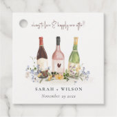 Wilde bloemen Cheers to Love Wine Bottles Weddensc Bedankjes Labels (Voorkant)