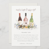 Wilde bloemen Cheers to Love Wine Bottles Weddensc Bedankkaart (Voorkant / Achterkant)