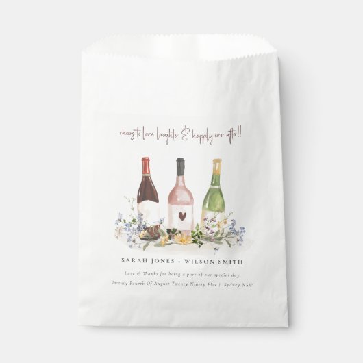 Wilde bloemen Cheers to Love Wine Bottles Weddensc Bedankzakje (Voorkant)