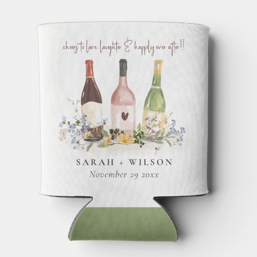 Wilde bloemen Cheers to Love Wine Bottles Weddensc Blikjeskoeler (Achterkant)