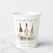 Wilde bloemen Cheers to Love Wine Bottles Weddensc Papieren Bekers (Achterkant)