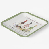 Wilde bloemen Cheers to Love Wine Bottles Weddensc Papieren Bordje (Gebogen)