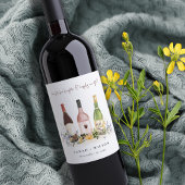 Wilde bloemen Cheers to Love Wine Bottles Weddensc Wijn Etiket